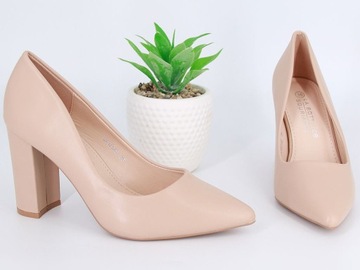 КОЖАНЫЕ ТУФЛИ НА КАБЛУКЕ ЖЕНСКИЕ, БЕЖЕВЫЕ ТУФЛИ НА КАБЛУКЕ 39