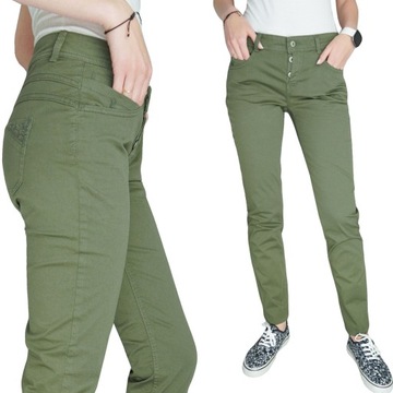 Esprit Damskie Bawełniane Zielone Spodnie Haft Chinosy Fit Regular XS 34