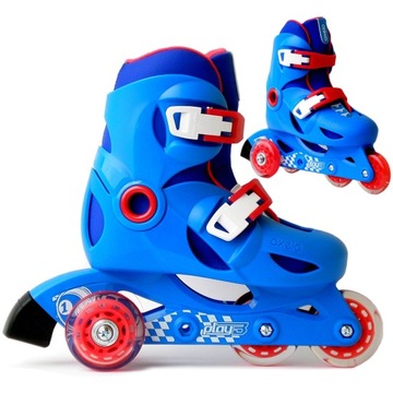 Rolki dla dzieci Kid Blue do nauki jazdy na klamry boczne kółka r. 30-31-32