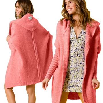 niezapinany KARDIGAN oversize SWETER z KAPTUREM