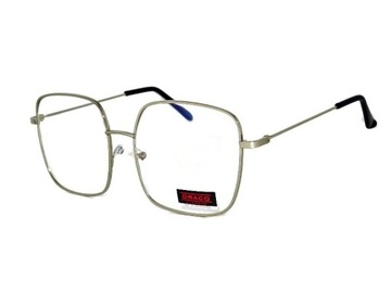 Męskie Okulary ANTYREFLEKSY BLUE LIGHT Komputera czarne Gamingowe srebrne