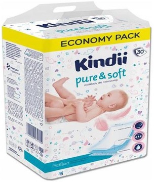 Kindii Pure&Soft Podkłady jednorazowe dla niemowląt 30 szt 60x40cm chłonne