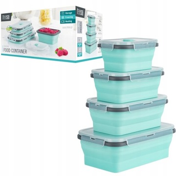 Zestaw składanych pojemników Teesa prostokąt BPA free silikon + plastik