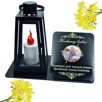 ZNICZ LED STATUETKA ZE ZDJĘCIEM NA CMENTARZ GRÓB Dzień MAMY Babci Dziadka