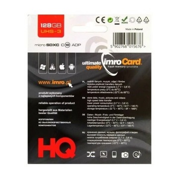 Карта памяти Imro 128 ГБ microSDXC класс 10 UHS-3+