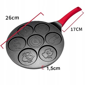 PATELNIA ZE WZORAMI ZWIERZĄT DLA DZIECI PANCAKES NALEŚNIKI JAJKA CZARNA