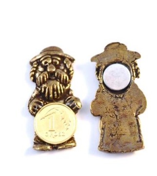 FIGURKA METALOWA NA SZCZĘŚCIE NA LODÓWKĘ MAGNES GROSIK ŻYD ŻYDEK