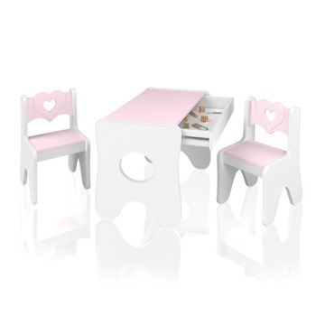 Stolik i dwa krzesełka z szufladą Różne motywy i kolory