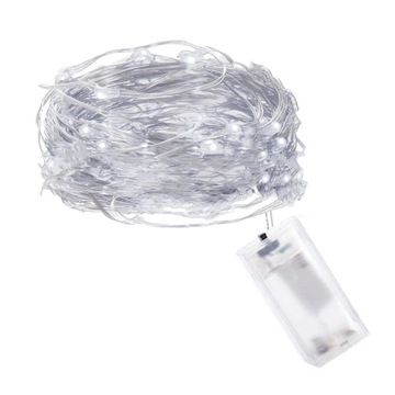LAMPKI DRUCIKI 20LED ZIMNE BIAŁE ŚWIATEŁKA MIRKO ŻYŁKI NA BATERIE ŚWIATŁO