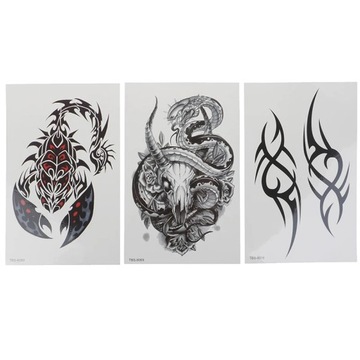 3D наклейка на руку, ногу, боди-арт, черный дракон, одноразовую, съемную, wo