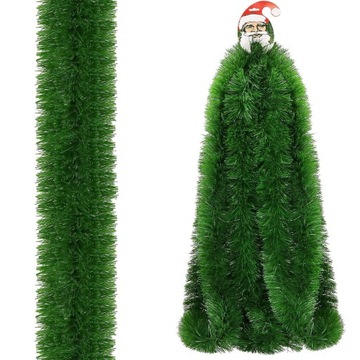 ŁAŃCUCH CHOINKOWY zielony 6m GIRLANDA ŚWIĄTECZNA NA CHOINKĘ XXL gruby 10cm