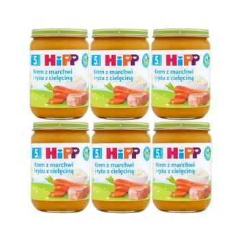 HiPP BIO Krem z marchwi i ryżu z cielęciną 6x190g