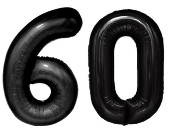 BALON CYFRY LICZBA 60 SZEŚĆDZIESIĄTKA 100cm CZARNA