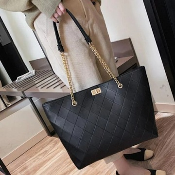 ЖЕНСКАЯ КОЖАНАЯ СУМКА ВМЕСТИТЕЛЬНАЯ А4 СУМКА Черная, большая сумка-шоппер на плечо XL