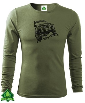 Longsleeve khaki nadruk Off Road Jeep Wrangler TJ