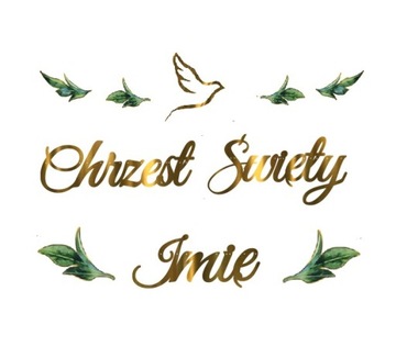 BANER L1 listki GIRLANDA zestaw dekoracji na CHRZEST + IMIĘ