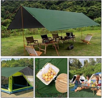 WODOODPORNY PLANDEKA BIWAKOWA TARP TURYSTYCZNY OCHRONA UV 3*3M