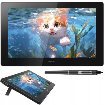 Профессиональный графический планшет BOSTO BT-16HD 2024 с пером 16384 st 15,6 дюйма