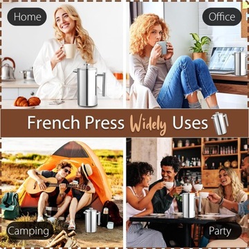 КОФЕВАРКА ДЛЯ КОФЕ И ЧАЯ 1000 мл ФРЕНЧ-ПРЕСС PISTON BREWER 304