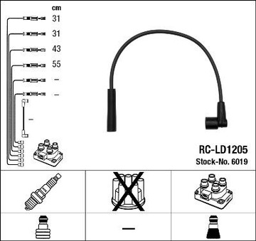 NGK 6019 RC-LD1205 SADA PŘÍVODŮ ZAPALOVACÍ