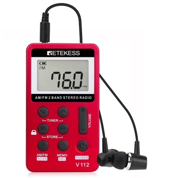 Małe mini radio, kieszonkowe radio ze słuchawkami, FM AM, bateria,