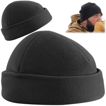 CZAPKA ZIMOWA Polarowa HELIKON jesienna wiosenna DOKERKA Czarna