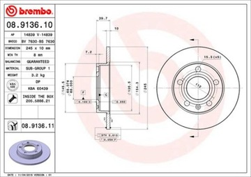 ЗАДНИЕ ДИСКИ BREMBO + КОЛОДКИ AUDI A4 B6 + COMBI