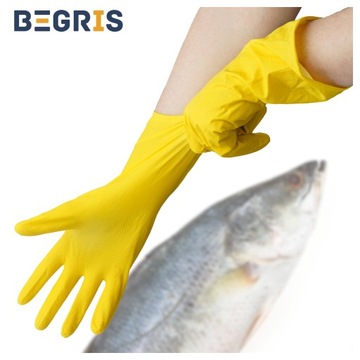 MOCNE RĘKAWICE GOSPODARCZE RĘKAWICZKI GUMOWE FLOKOWANE LATEKSOWE ROBOCZE rL