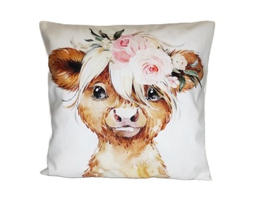 POSZEWKA DEKORACYJNA 45x45cm CIELAK FOLK RÓŻA #