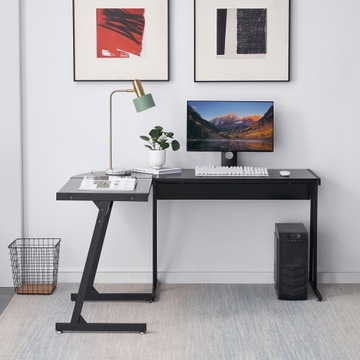 L металлический угловой стол для кабинета игрока в стиле лофт