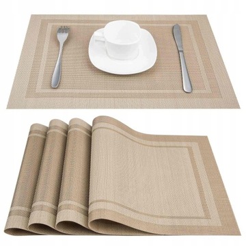 4 x PVC PODKŁADKA KUCHENNA MATA NA STOŁ KHAKI
