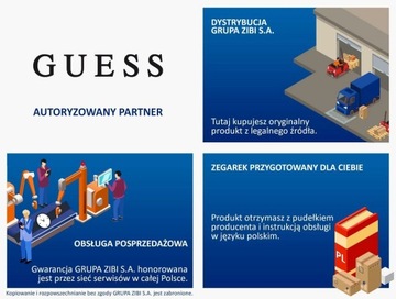 NOWY ZŁOTY ZEGAREK GUESS SOLAR W1070L2 + GRAWER GRATIS 24h