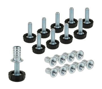 10x Regulator M6 x 20 mm z mufą wbijaną M6 x 14 mm, nóżka, stopka meblowa