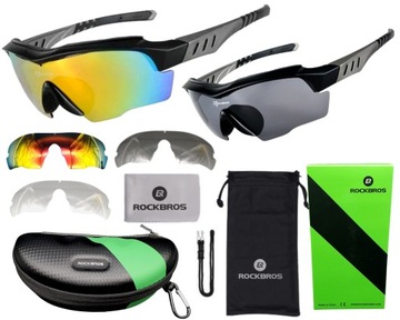 Okulary Polaryzacyjne Lekkie Sportowe do Biegania na Rower ROCKBROS+ 3szkła