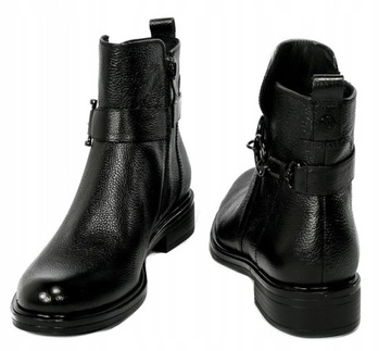 Черные женские ботильоны Caprice 25300, на плоском каблуке, кожа