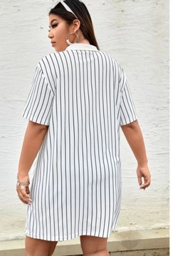 SHEIN PLUS SIZE SUKIENKA BIAŁA W PASKI 46 1V7A