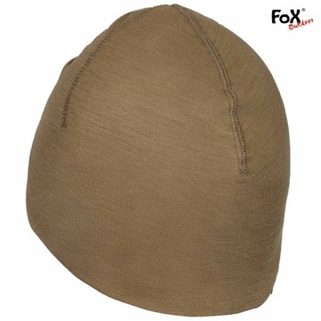CZAPKA ZIMOWA TERMOAKTYWNA SPORTOWA MFH FOX 100% WEŁNA MERINO COYOTE