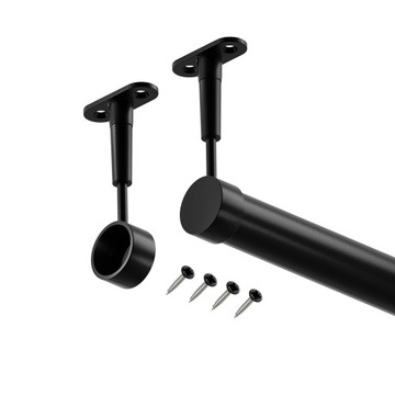 Czarny drążek do szafy 148 cm + 2 uchwyty Modern