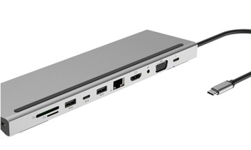 Концентратор USB-C 2x HDMI 4k VGA 3x USB 3.0 LAN RJ45 Разъем для карты SD FT 3,5 мм Power De