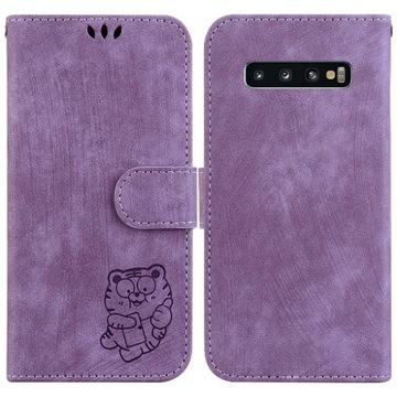 Etui Do Samsung Galaxy S10 4G Osłona Uchwytu Wytłoczony Słodki Tygrys Flip