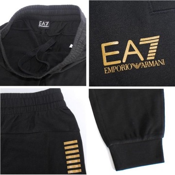 EMPORIO ARMANI EA7 męski dres komplet ORYGINAŁ BLACK / GOLD XXXL