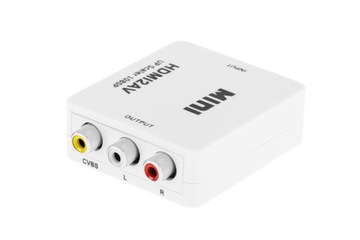 Konwerter sygnału HDMI do AV RCA cinch + kabel zasilający USB-mini USB
