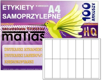 Etykiety samoprzylepne naklejki A4 100x40mm 100ark