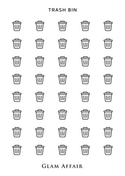 TRASH BIN, ŚMIECI naklejki minimalistyczne
