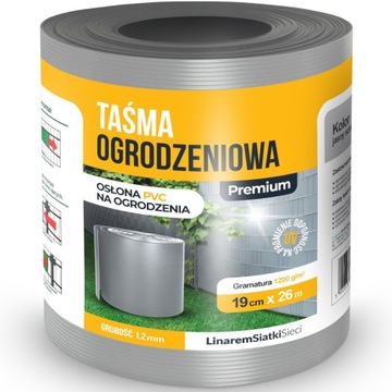 PREMIUM TAŚMA OGRODZENIOWA 1200g PVC 1,2mm SZARA
