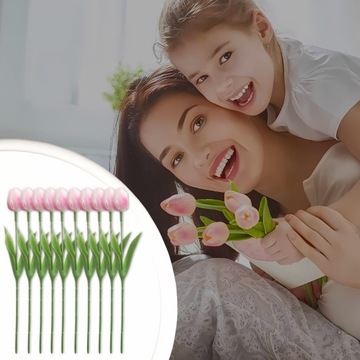 Букет из искусственных розовых тюльпанов 10 шт., искусственные цветы для декоративного украшения.
