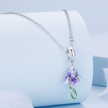 G762 Storczyk kwiat srebrny charms zawieszka beads