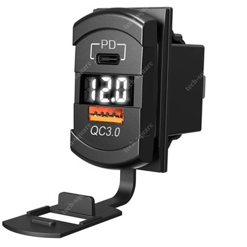 Монтажная розетка USB QC3.0 18 Вт + PD 36 Вт 12–24 В Вольтметр