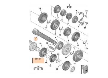 Вал коробки передач 15x74 FCA PSA 2.0 2.2 2.3D