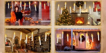 20 ШТ. ПЛАВАЮЩАЯ БЕСПЛАМЕННАЯ СВЕЧА С ДИСТАНЦИОННОЙ ПАЛОЧКОЙ, СВЕЧИ ДЛЯ ХЭЛЛОУИНА